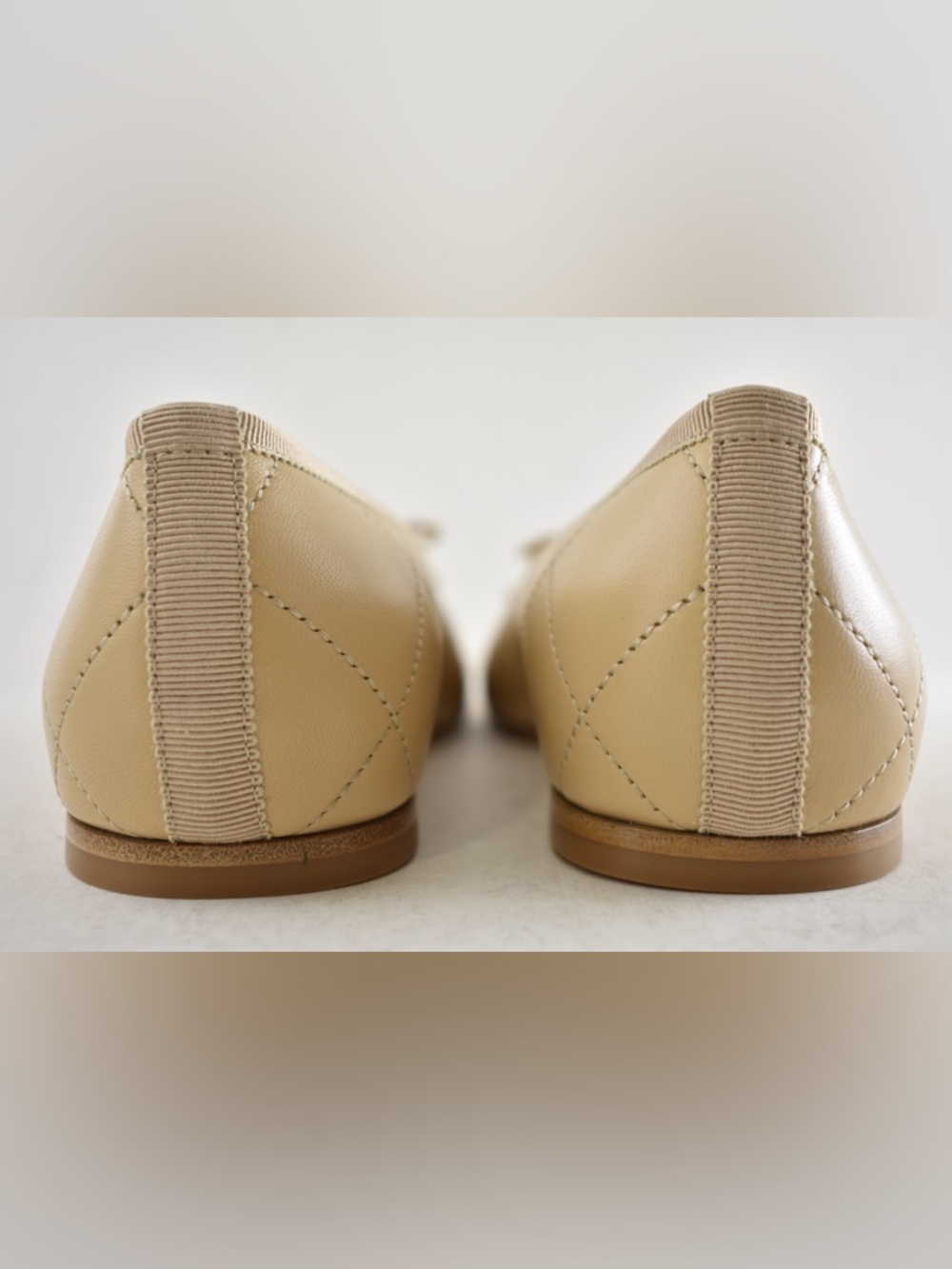 Chanel 26M Coco Beach Cambon Beige Black CC XL Logo Ballet Ballerina Flat 37 - Picture 15 of 16